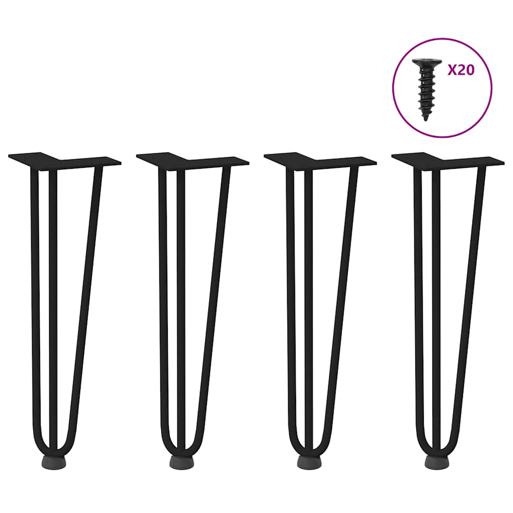Haarnadelpoten voor Salontafel 4 st 42 cm massief staal zwart is nu te koop bij PeponiXL, paradijselijk wonen!
