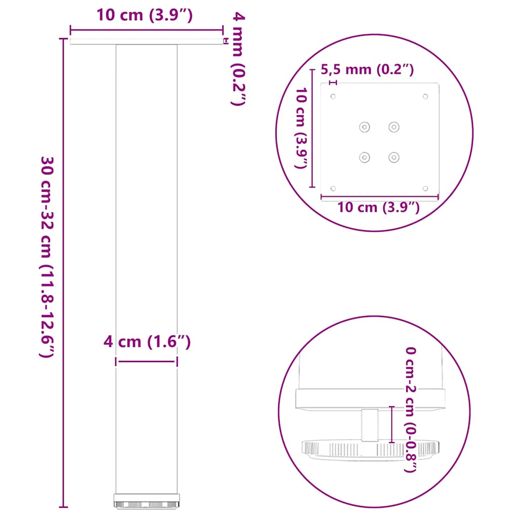 Salontafelpoten 4 st 30-32 cm staal antraciet is nu te koop bij PeponiXL, paradijselijk wonen!