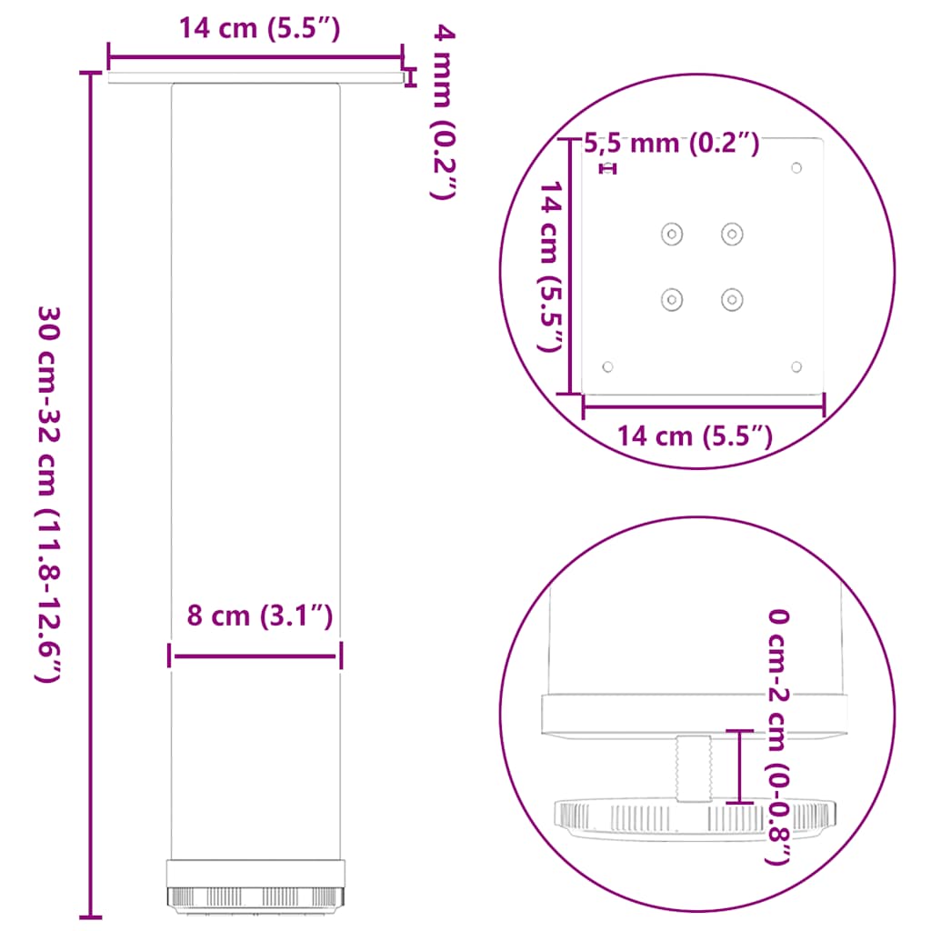 Salontafelpoten 4 st 30-32 cm staal zwart is nu te koop bij PeponiXL, paradijselijk wonen!
