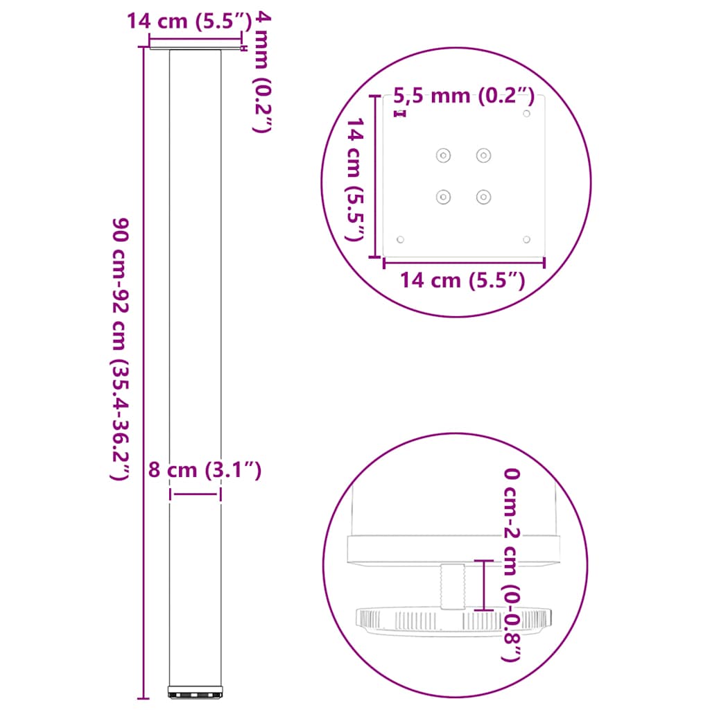 Bartafelpoten 4 st 90-92 cm staal wit is nu te koop bij PeponiXL, paradijselijk wonen!