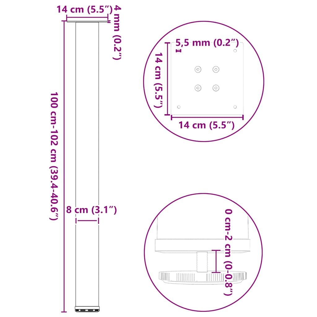 Bartafelpoten 4 st 100-102 cm staal antraciet is nu te koop bij PeponiXL, paradijselijk wonen!