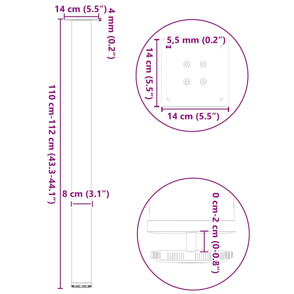 Bartafelpoten 4 st 110-112 cm staal zwart is nu te koop bij PeponiXL, paradijselijk wonen!