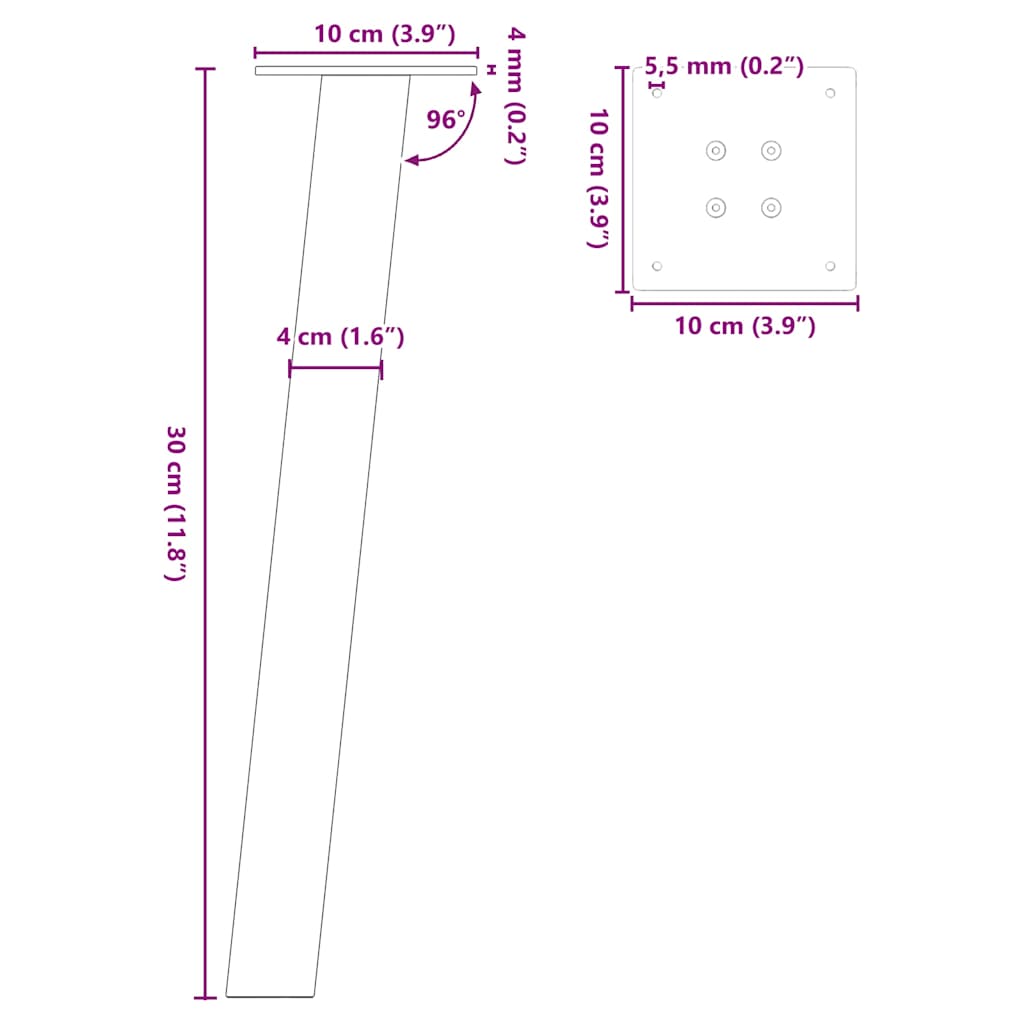 Salontafelpoten 4 st 30 cm staal zwart is nu te koop bij PeponiXL, paradijselijk wonen!