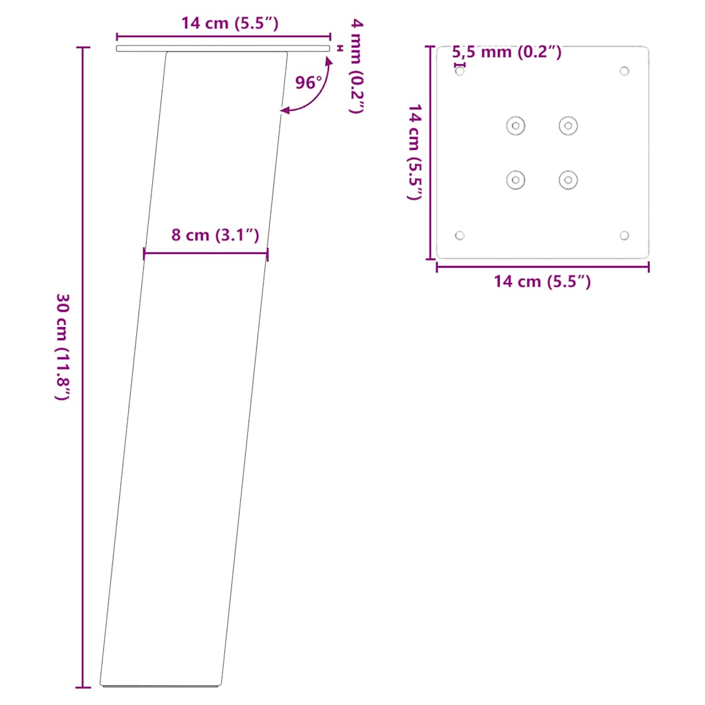 Salontafelpoten 4 st 30 cm staal antraciet is nu te koop bij PeponiXL, paradijselijk wonen!