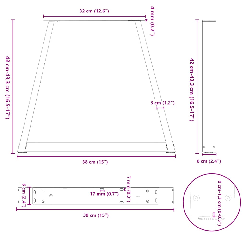 Salontafelpoten 2 st V-vormig 38x(42-43,3) cm staal zwart is nu te koop bij PeponiXL, paradijselijk wonen!