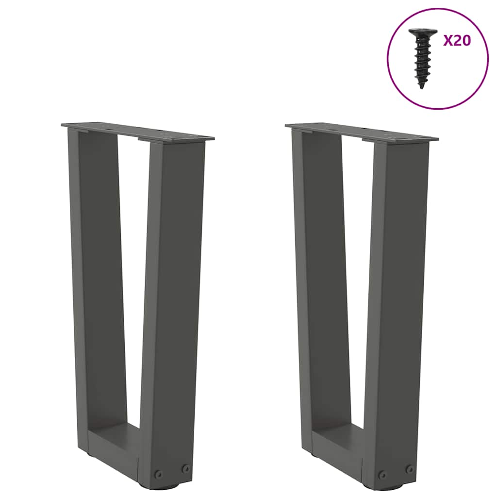 Salontafelpoten 2 st V-vormig 38x(42-43,3) cm staal antraciet is nu te koop bij PeponiXL, paradijselijk wonen!