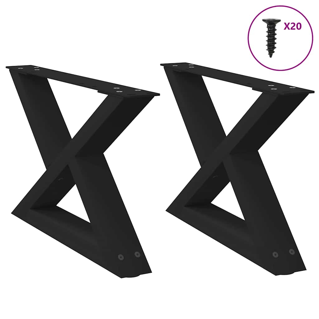 Salontafelpoten 2 st 50x(30-31,3) cm staal zwart is nu te koop bij PeponiXL, paradijselijk wonen!
