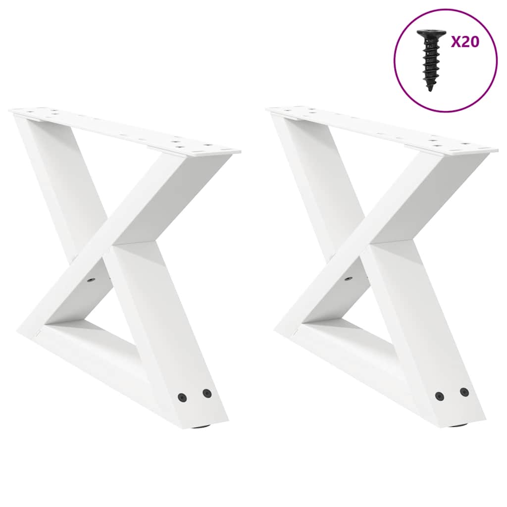 Salontafelpoten 2 st 50x(30-31,3) cm staal wit is nu te koop bij PeponiXL, paradijselijk wonen!