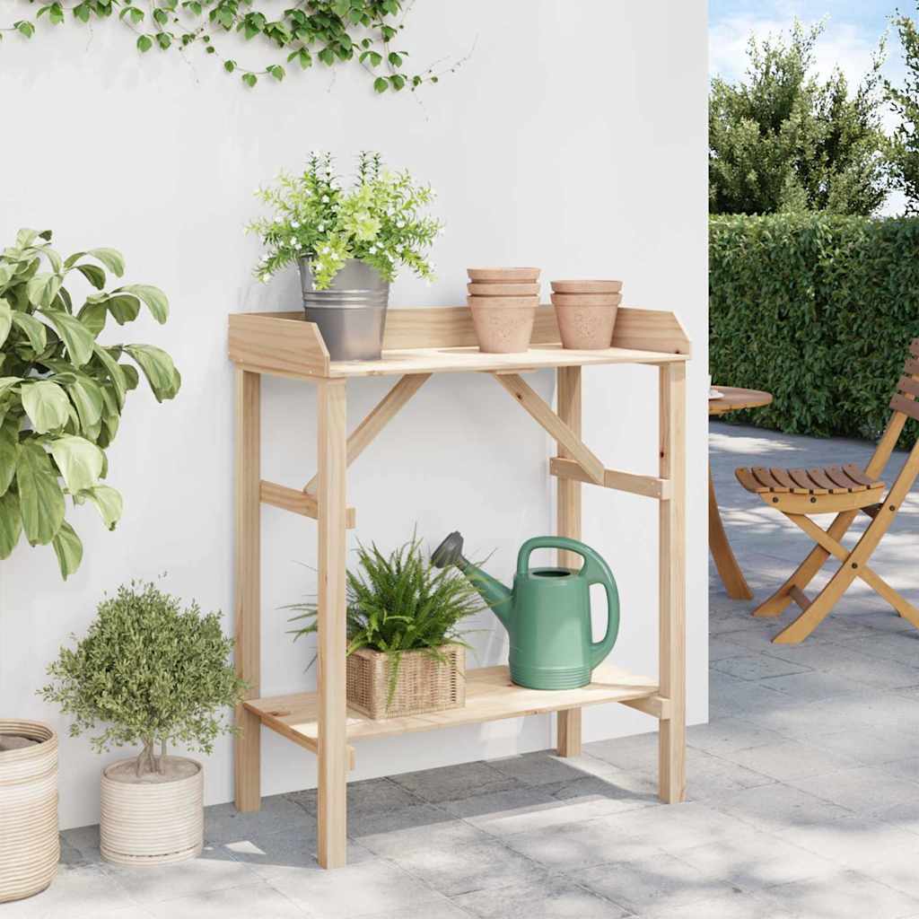 Planttafel met plank Naturel 75 x 40 x 90 cm Stevig vurenhout is nu te koop bij PeponiXL, paradijselijk wonen!