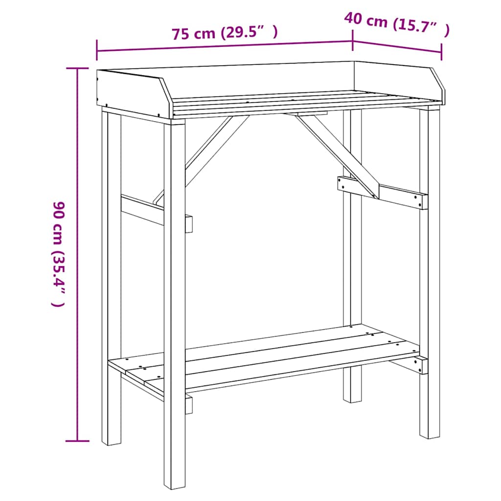 Planttafel met plank Naturel 75 x 40 x 90 cm Stevig vurenhout is nu te koop bij PeponiXL, paradijselijk wonen!