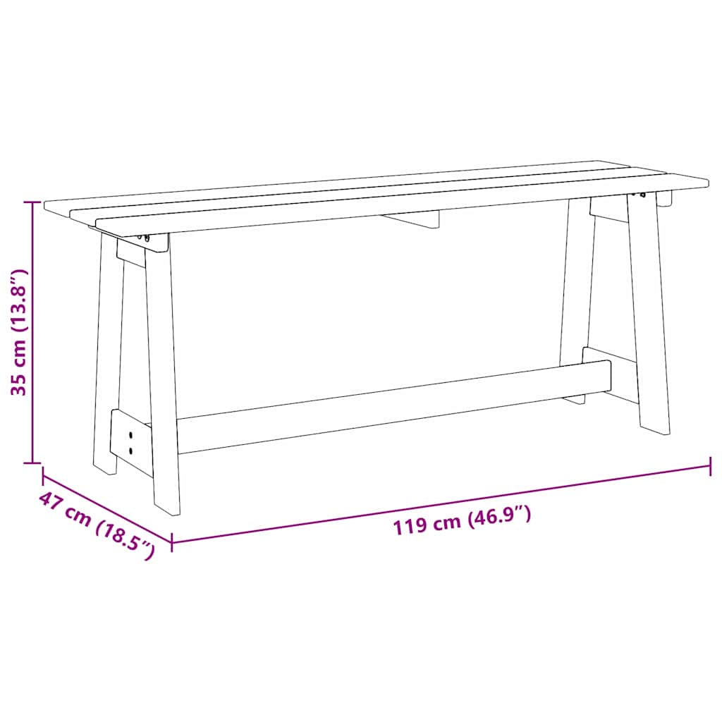 Tuinbank Naturel 119 x 47 x 35 cm Massief grenenhout is nu te koop bij PeponiXL, paradijselijk wonen!