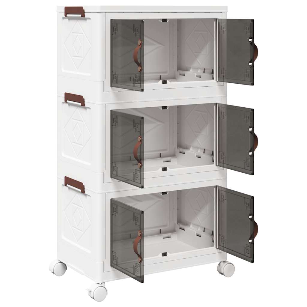 Opbergbox stapelbaar met wielen 3-laags 28 L 48,5x29,5x86 cm is nu te koop bij PeponiXL, paradijselijk wonen!