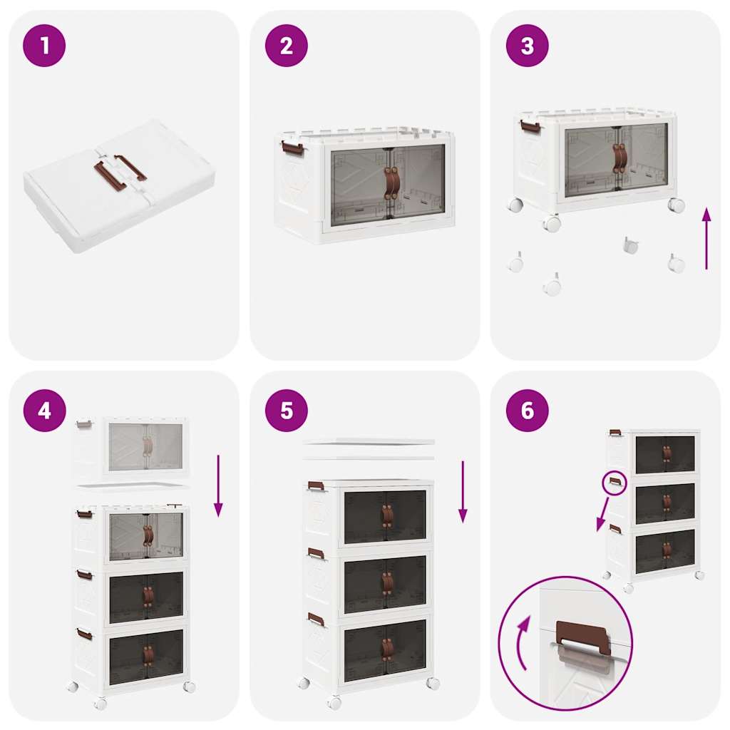 Opbergbox stapelbaar met wielen 3-laags 28 L 48,5x29,5x86 cm is nu te koop bij PeponiXL, paradijselijk wonen!