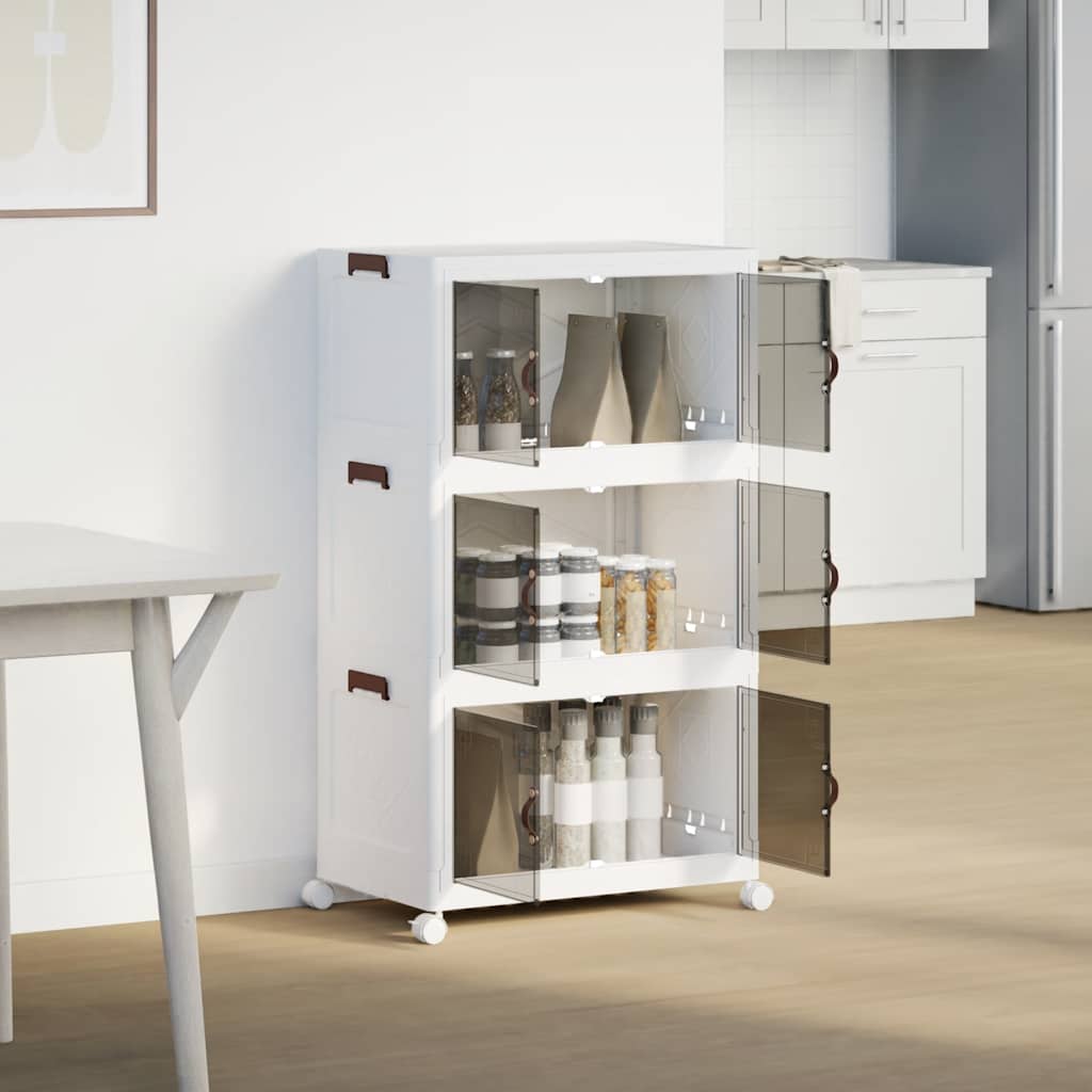 Opbergbox stapelbaar met wielen 3-laags 75 L 64x39,5x110,5 cm is nu te koop bij PeponiXL, paradijselijk wonen!