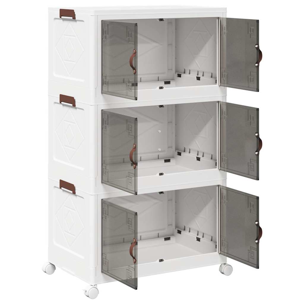 Opbergbox stapelbaar met wielen 3-laags 75 L 64x39,5x110,5 cm is nu te koop bij PeponiXL, paradijselijk wonen!