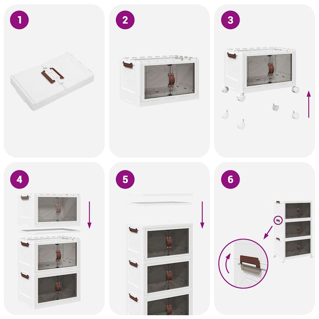 Opbergbox stapelbaar met wielen 3-laags 75 L 64x39,5x110,5 cm is nu te koop bij PeponiXL, paradijselijk wonen!