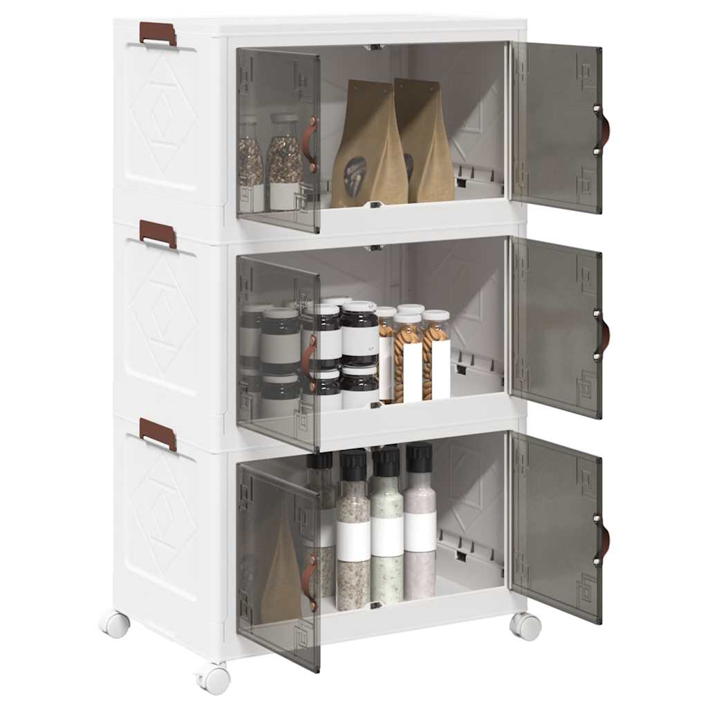 Opbergbox stapelbaar met wielen 3-laags 75 L 64x39,5x110,5 cm is nu te koop bij PeponiXL, paradijselijk wonen!