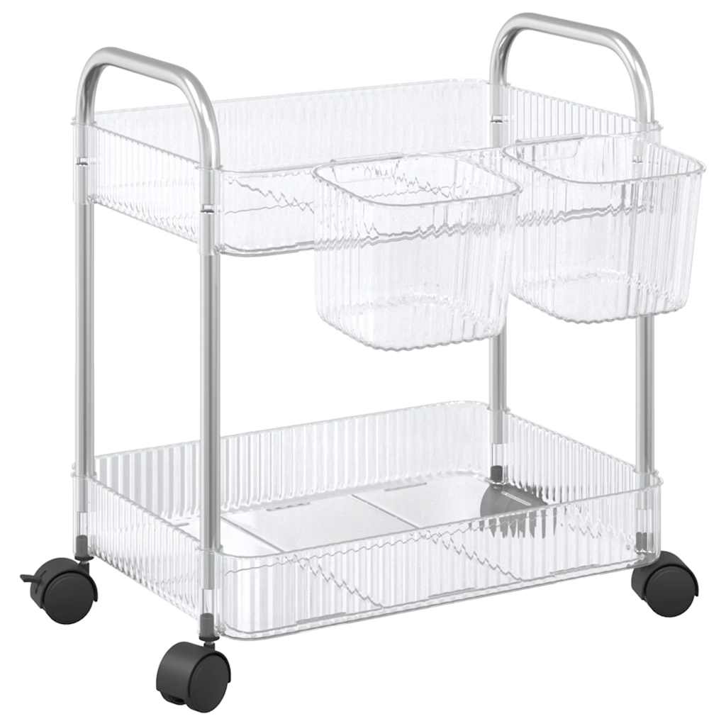 Opbergtrolley 2-laags 37x28x43,5 cm acryl transparant is nu te koop bij PeponiXL, paradijselijk wonen!