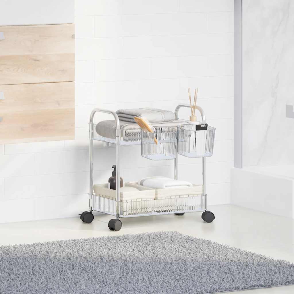Opbergtrolley 2-laags 37x28x43,5 cm acryl transparant is nu te koop bij PeponiXL, paradijselijk wonen!