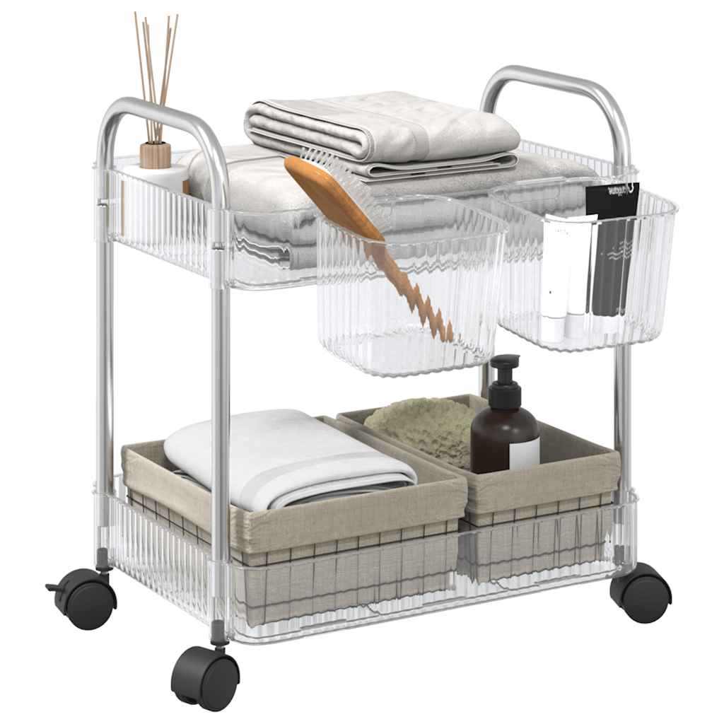 Opbergtrolley 2-laags 37x28x43,5 cm acryl transparant is nu te koop bij PeponiXL, paradijselijk wonen!