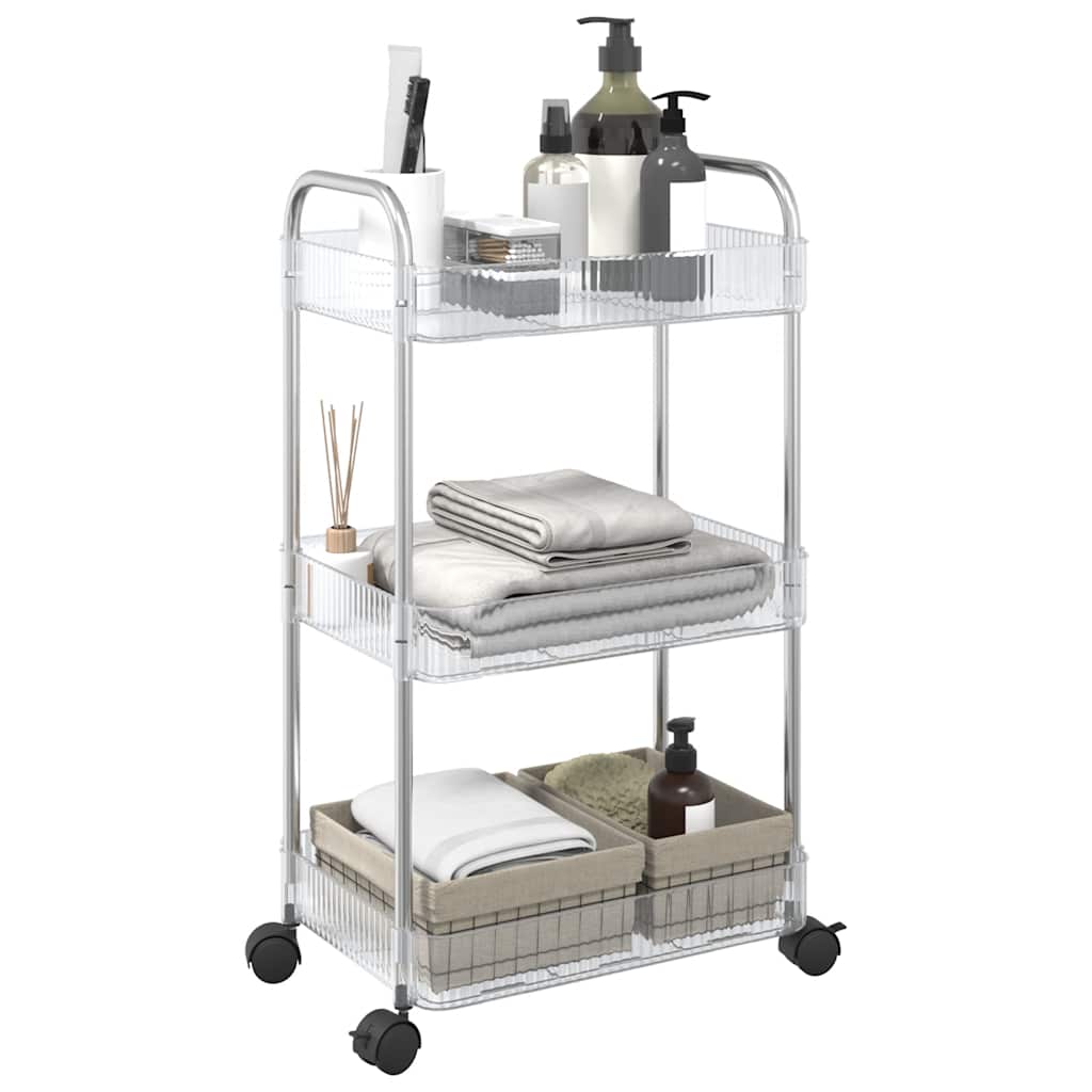 Opbergtrolley 3-laags 37x28x68 cm acryl transparant is nu te koop bij PeponiXL, paradijselijk wonen!