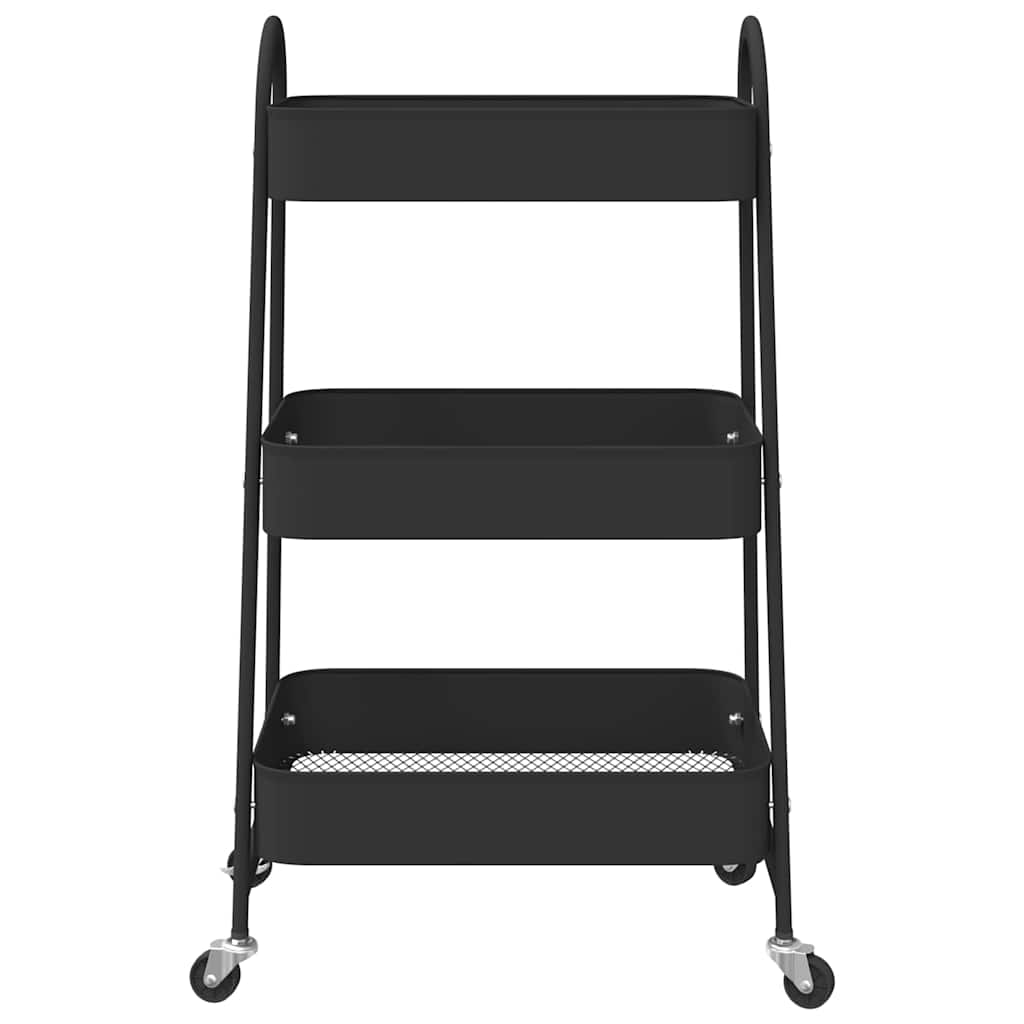 Opbergtrolley 3-laags 42x41,5x77 cm staal zwart is nu te koop bij PeponiXL, paradijselijk wonen!