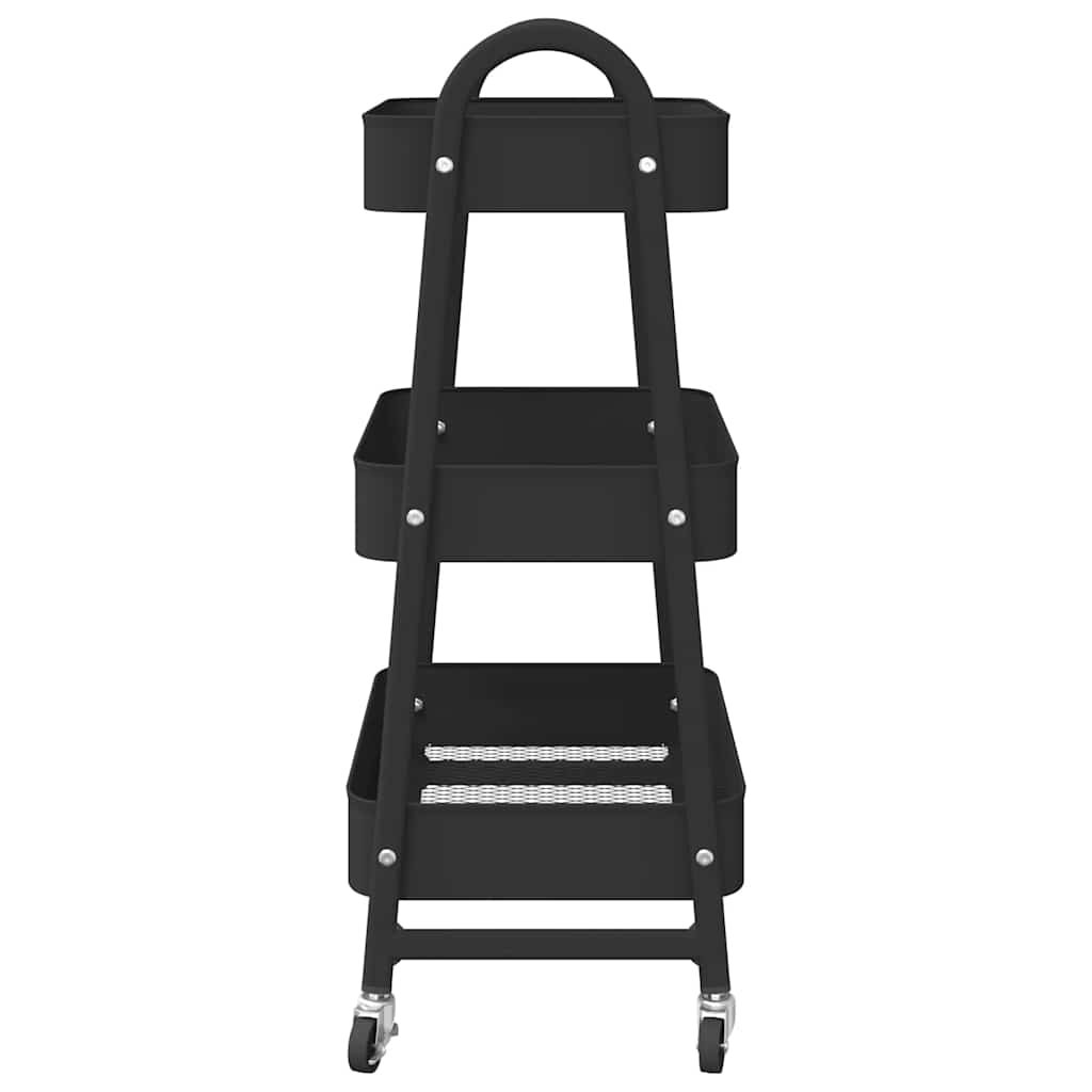Opbergtrolley 3-laags 42x41,5x77 cm staal zwart is nu te koop bij PeponiXL, paradijselijk wonen!