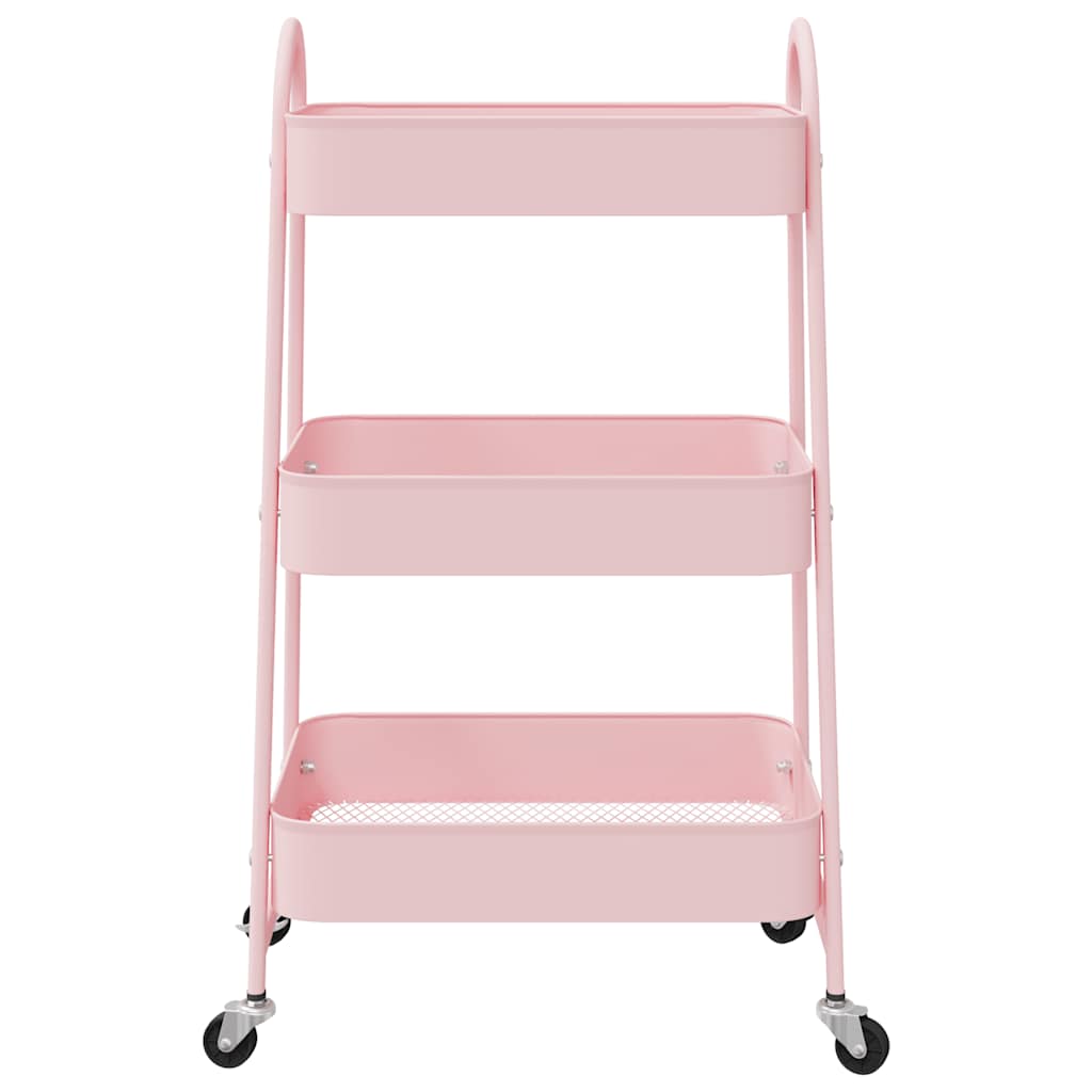 Opbergtrolley 3-laags roze 42x41,5x77 cm staal is nu te koop bij PeponiXL, paradijselijk wonen!