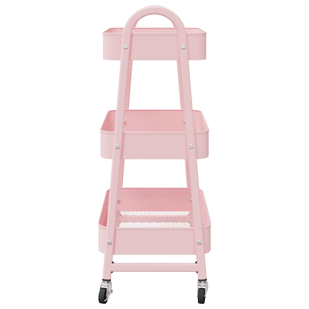 Opbergtrolley 3-laags roze 42x41,5x77 cm staal is nu te koop bij PeponiXL, paradijselijk wonen!