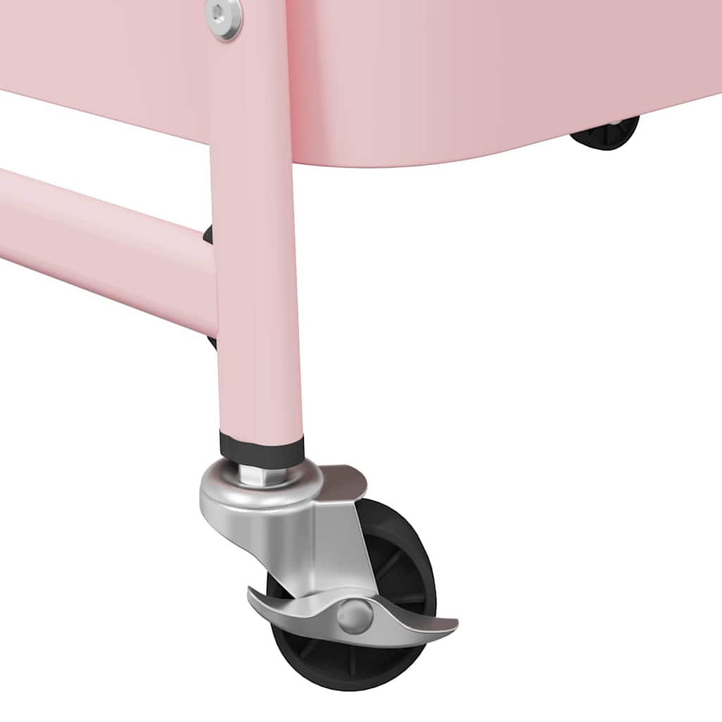 Opbergtrolley 3-laags roze 42x41,5x77 cm staal is nu te koop bij PeponiXL, paradijselijk wonen!