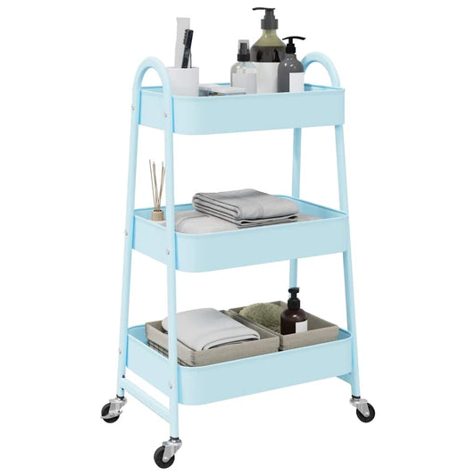 Opbergtrolley 3-laags 42x41,5x77 cm staal blauw is nu te koop bij PeponiXL, paradijselijk wonen!