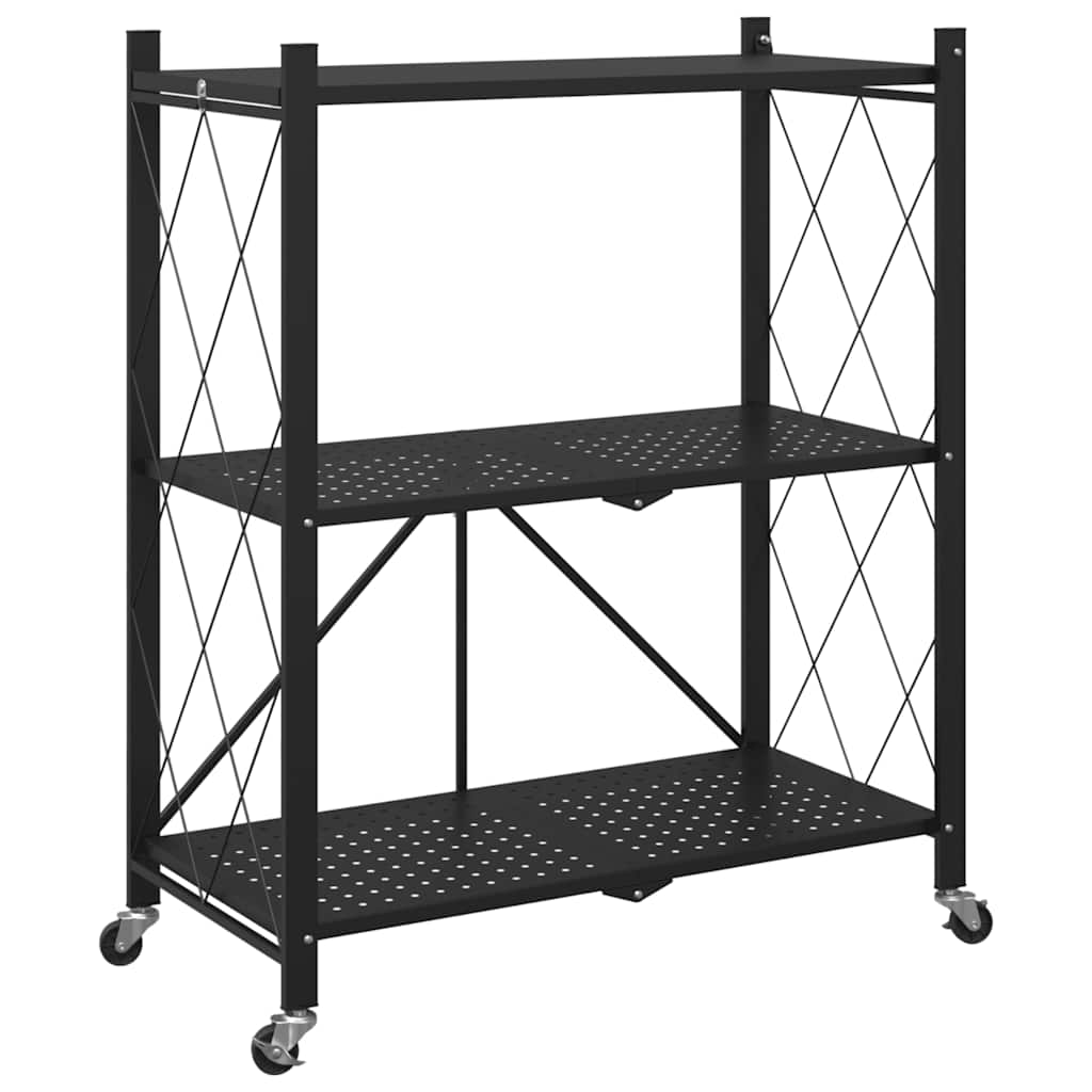 Opbergplank op wielen zwart 71x34x88 cm staal is nu te koop bij PeponiXL, paradijselijk wonen!