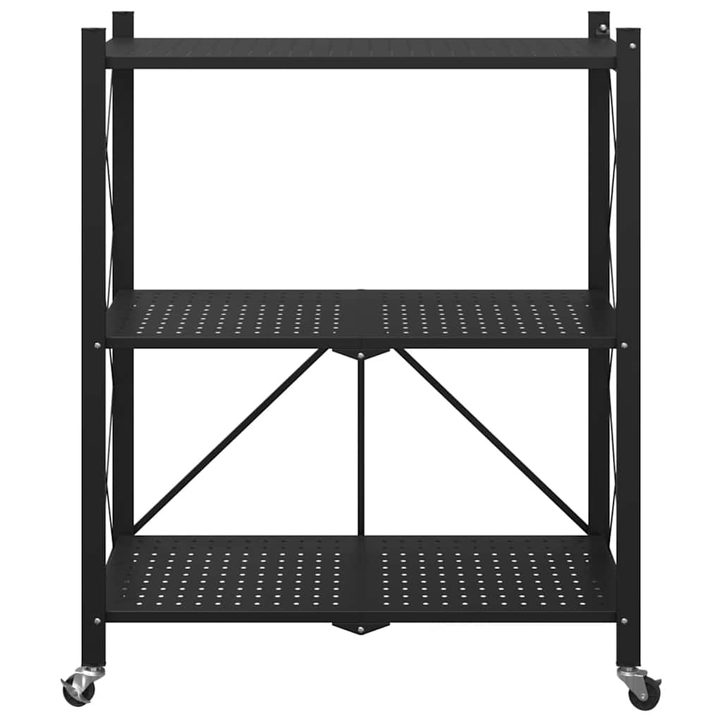 Opbergplank op wielen zwart 71x34x88 cm staal is nu te koop bij PeponiXL, paradijselijk wonen!