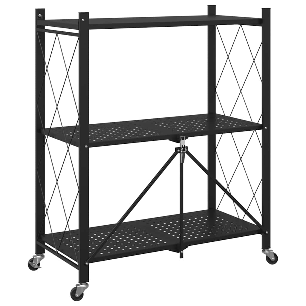 Opbergplank op wielen zwart 71x34x88 cm staal is nu te koop bij PeponiXL, paradijselijk wonen!