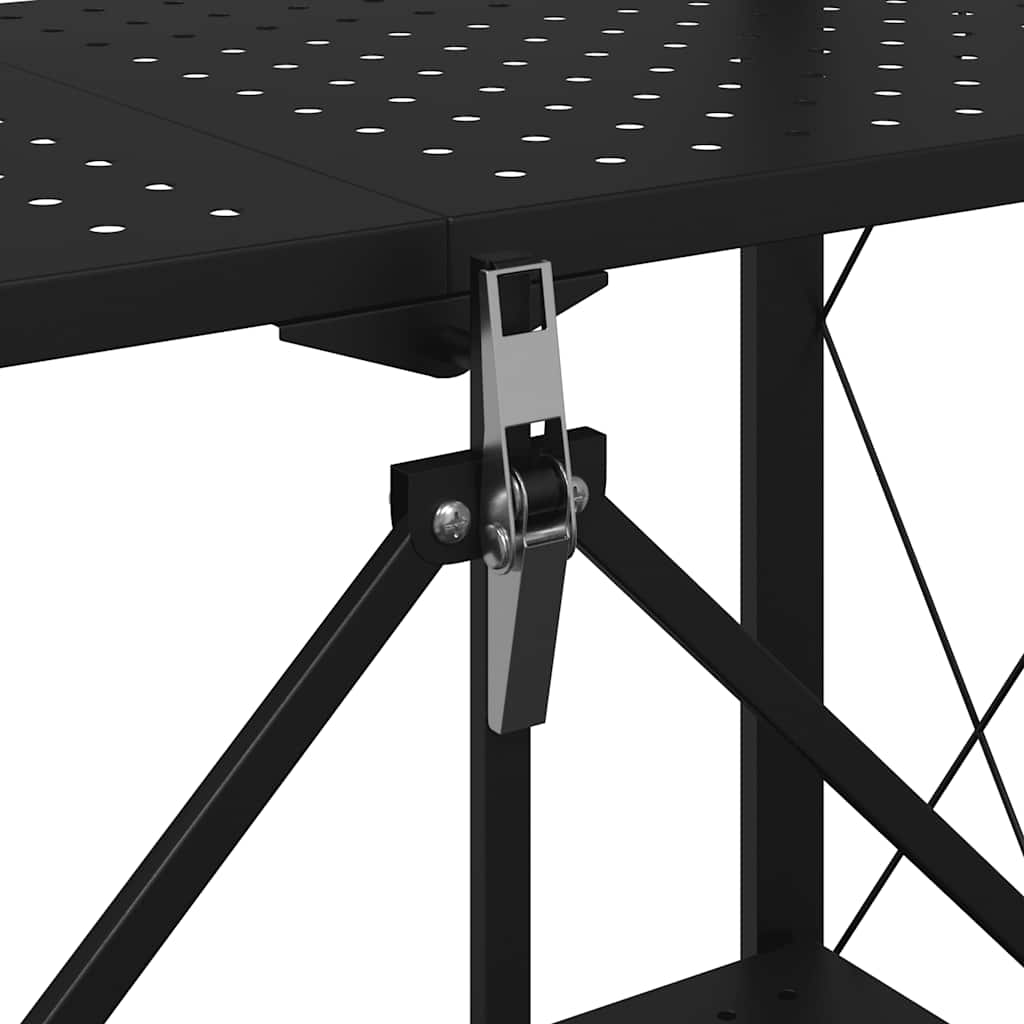 Opbergplank op wielen zwart 71x34x88 cm staal is nu te koop bij PeponiXL, paradijselijk wonen!