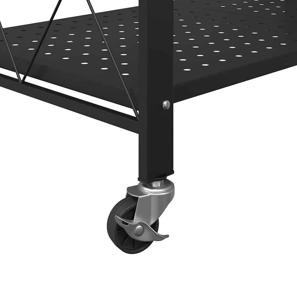 Opbergplank op wielen zwart 71x34x88 cm staal is nu te koop bij PeponiXL, paradijselijk wonen!