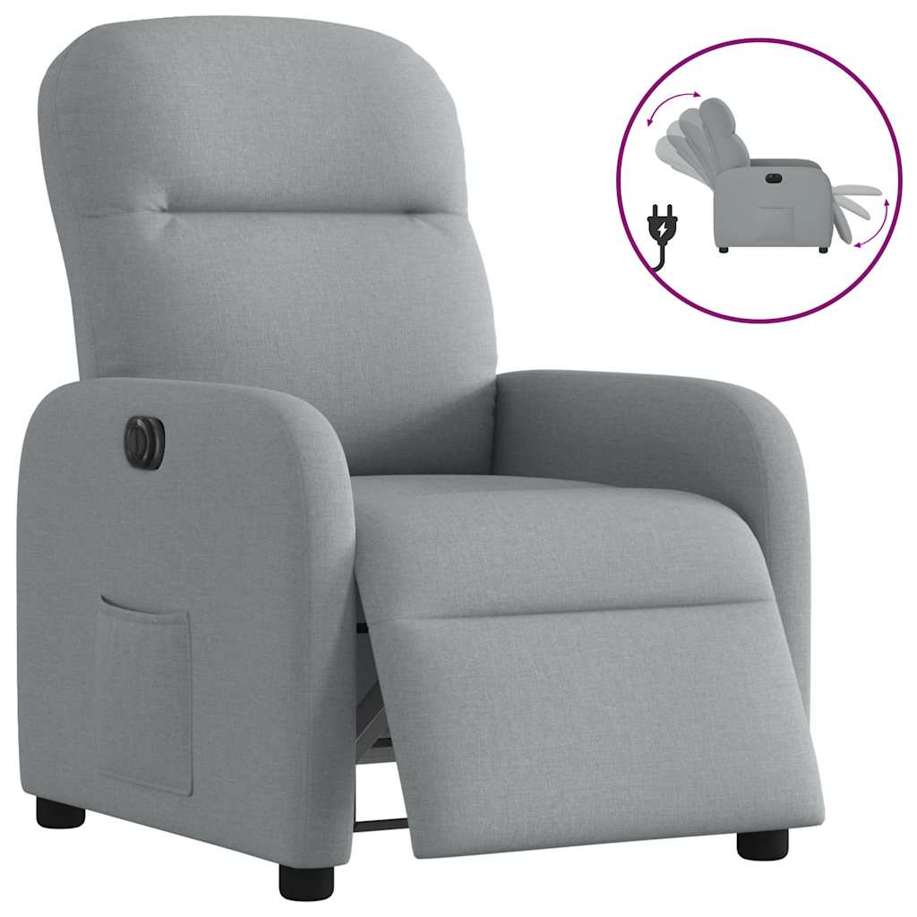 Fauteuil elektrisch verstelbaar stof lichtgrijs is nu te koop bij PeponiXL, paradijselijk wonen!