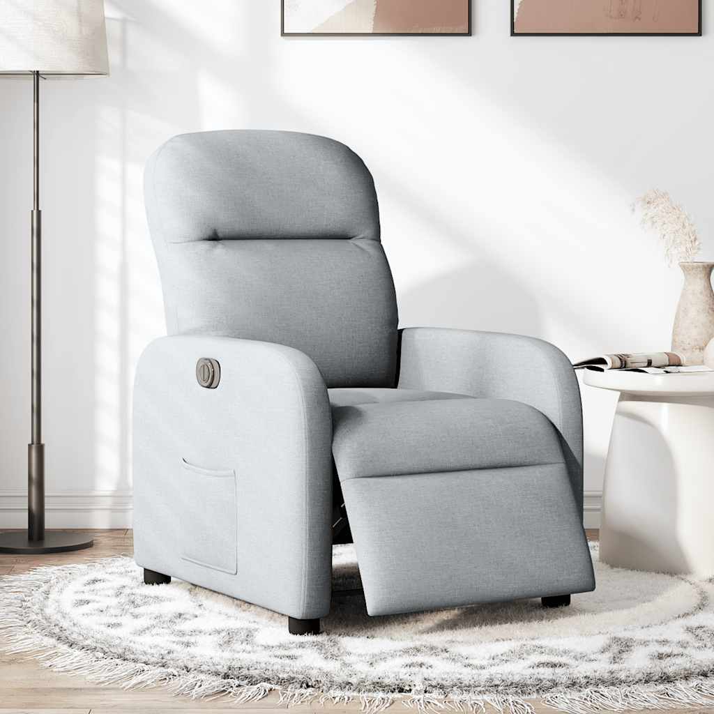 Fauteuil elektrisch verstelbaar stof lichtgrijs is nu te koop bij PeponiXL, paradijselijk wonen!