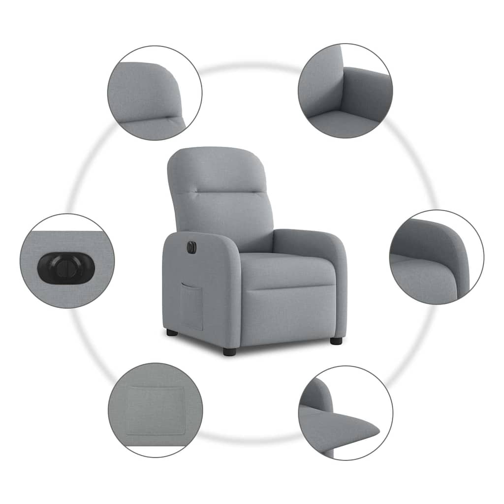 Fauteuil elektrisch verstelbaar stof lichtgrijs is nu te koop bij PeponiXL, paradijselijk wonen!