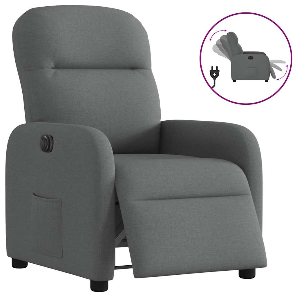 Fauteuil elektrisch verstelbaar stof donkergrijs is nu te koop bij PeponiXL, paradijselijk wonen!