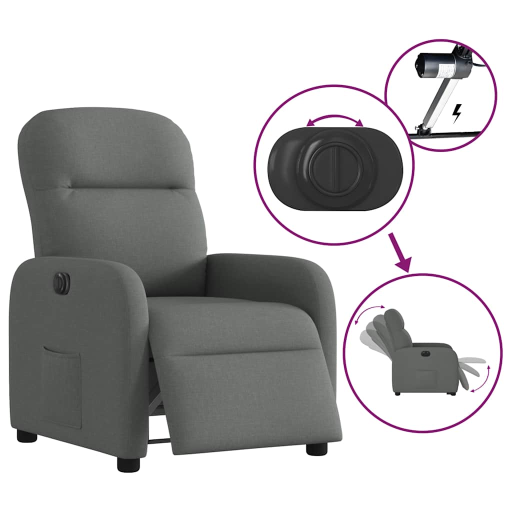 Fauteuil elektrisch verstelbaar stof donkergrijs is nu te koop bij PeponiXL, paradijselijk wonen!