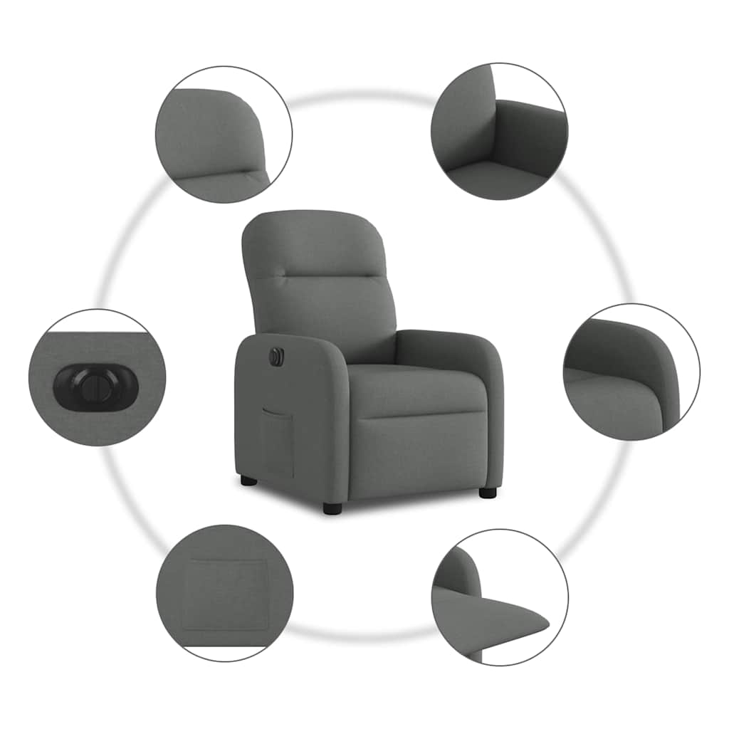 Fauteuil elektrisch verstelbaar stof donkergrijs is nu te koop bij PeponiXL, paradijselijk wonen!