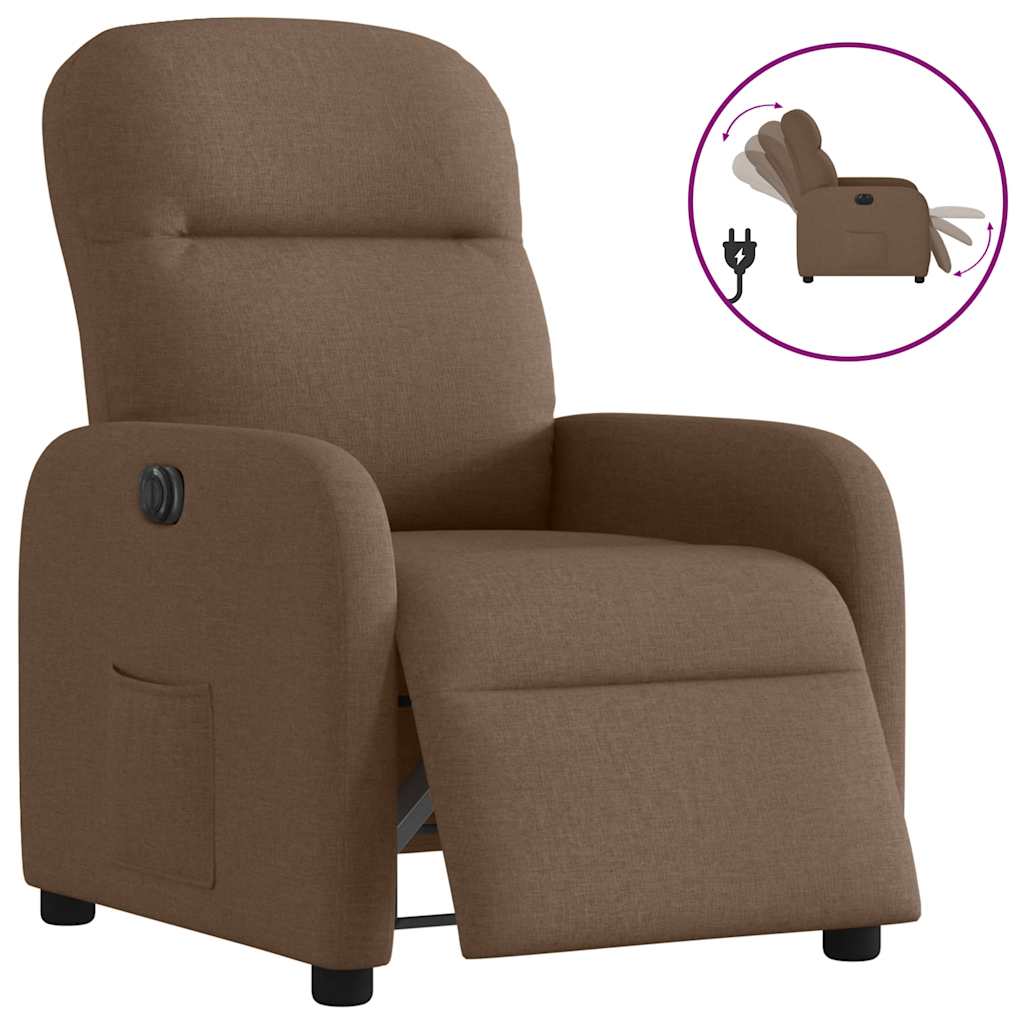 Fauteuil verstelbaar elektrisch stof bruin is nu te koop bij PeponiXL, paradijselijk wonen!