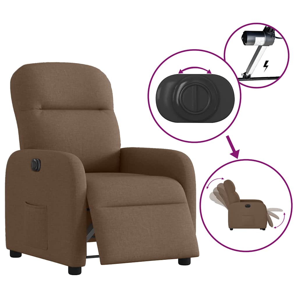 Fauteuil verstelbaar elektrisch stof bruin is nu te koop bij PeponiXL, paradijselijk wonen!
