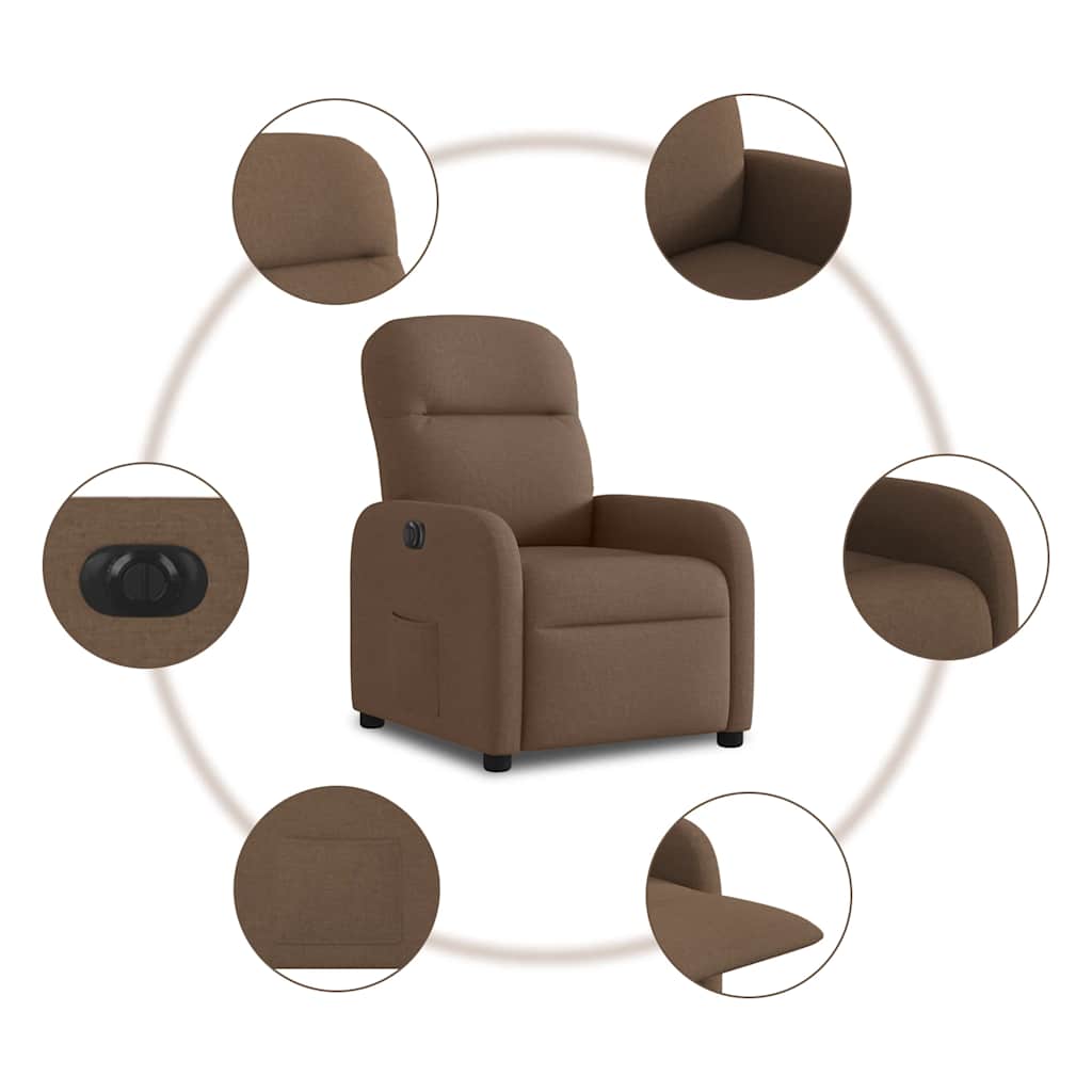 Fauteuil verstelbaar elektrisch stof bruin is nu te koop bij PeponiXL, paradijselijk wonen!