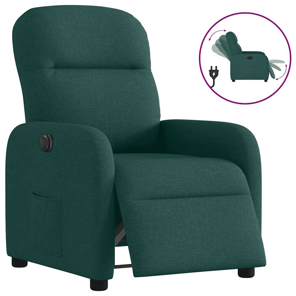 Fauteuil verstelbaar elektrisch stof donkergroen is nu te koop bij PeponiXL, paradijselijk wonen!