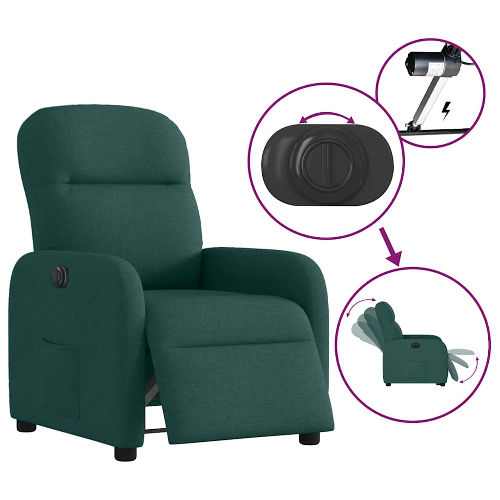 Fauteuil verstelbaar elektrisch stof donkergroen is nu te koop bij PeponiXL, paradijselijk wonen!