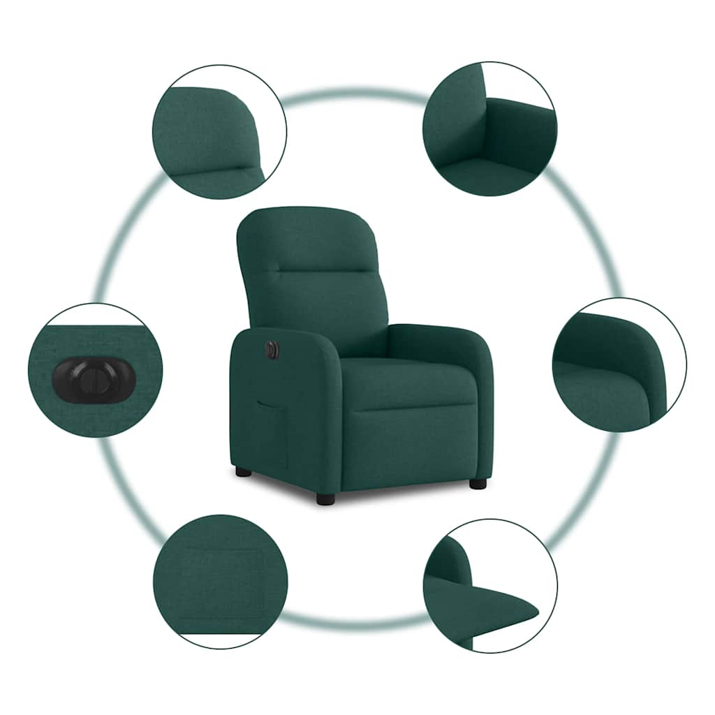 Fauteuil verstelbaar elektrisch stof donkergroen is nu te koop bij PeponiXL, paradijselijk wonen!