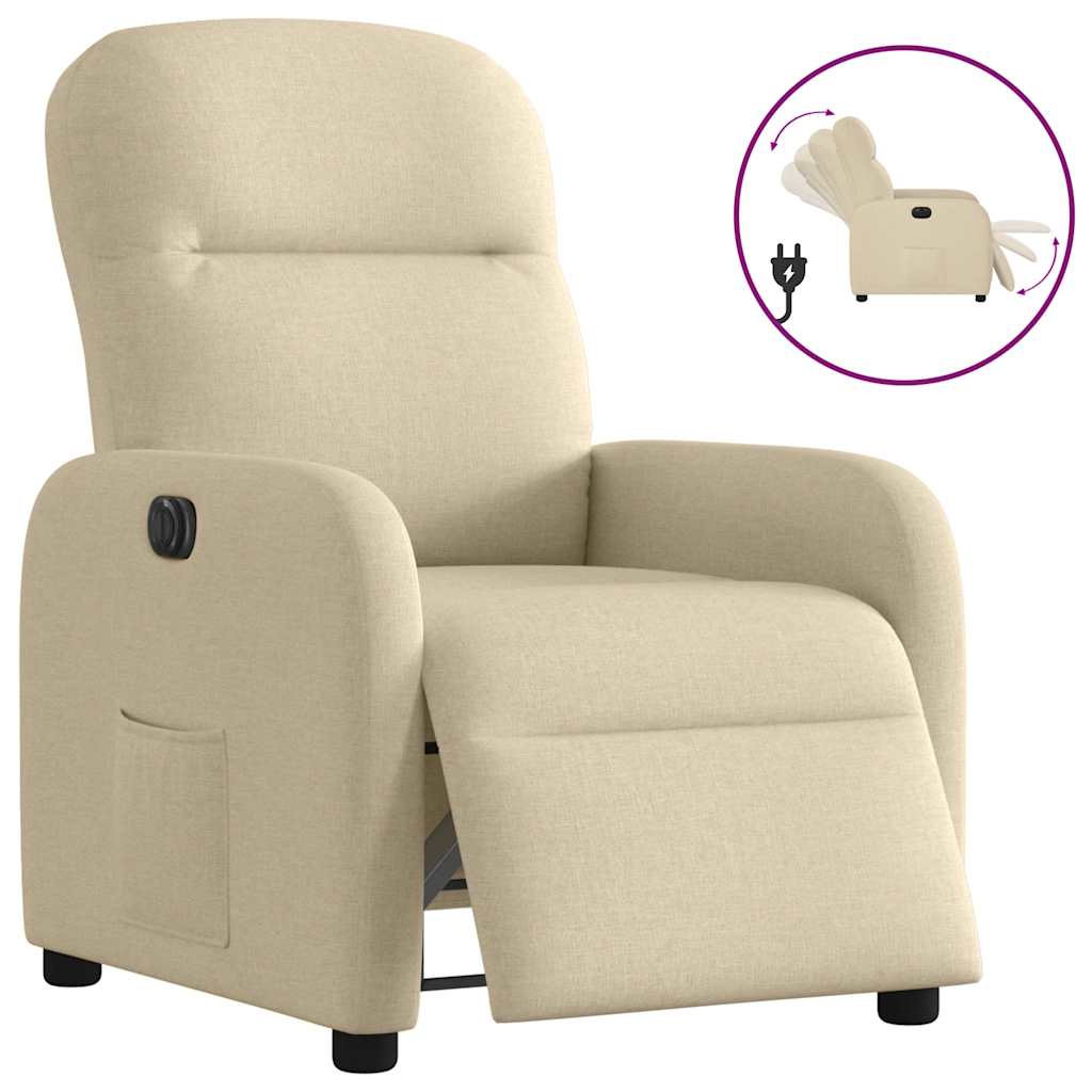 Fauteuil verstelbaar elektrisch stof crèmekleurig is nu te koop bij PeponiXL, paradijselijk wonen!