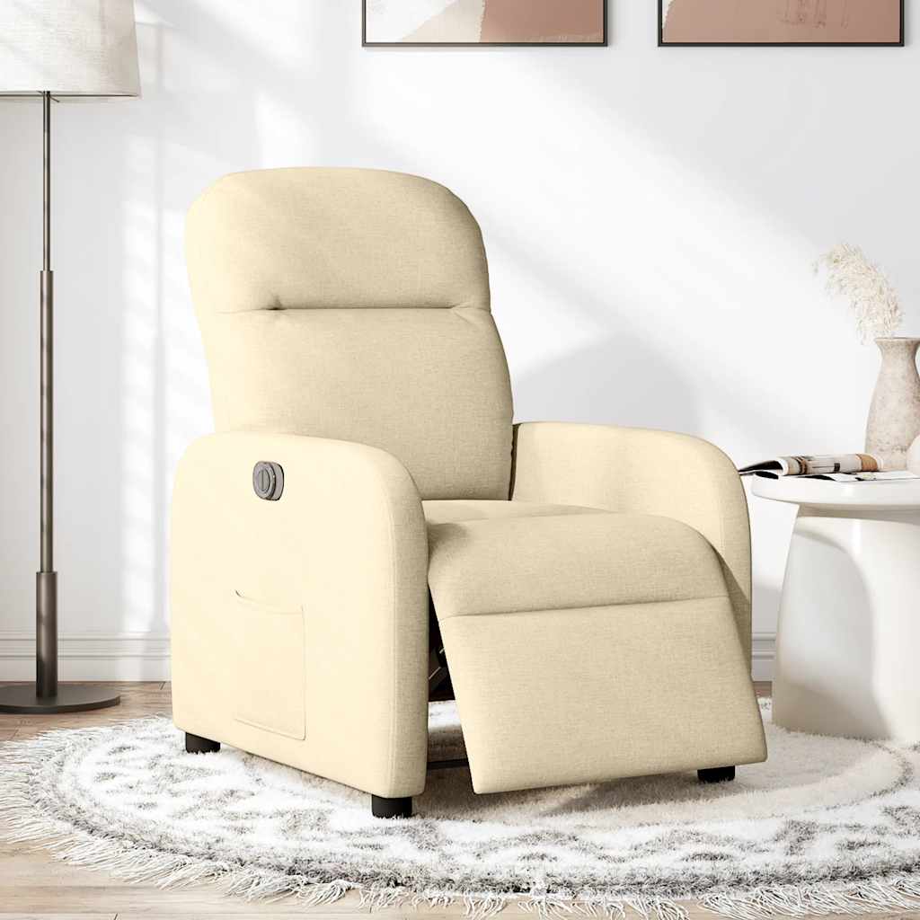 Fauteuil verstelbaar elektrisch stof crèmekleurig is nu te koop bij PeponiXL, paradijselijk wonen!